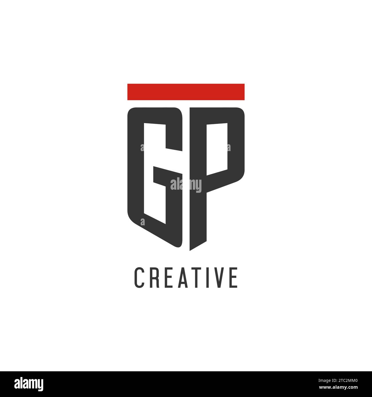 Logo eSport initial GP avec graphisme vectoriel de style bouclier simple Illustration de Vecteur