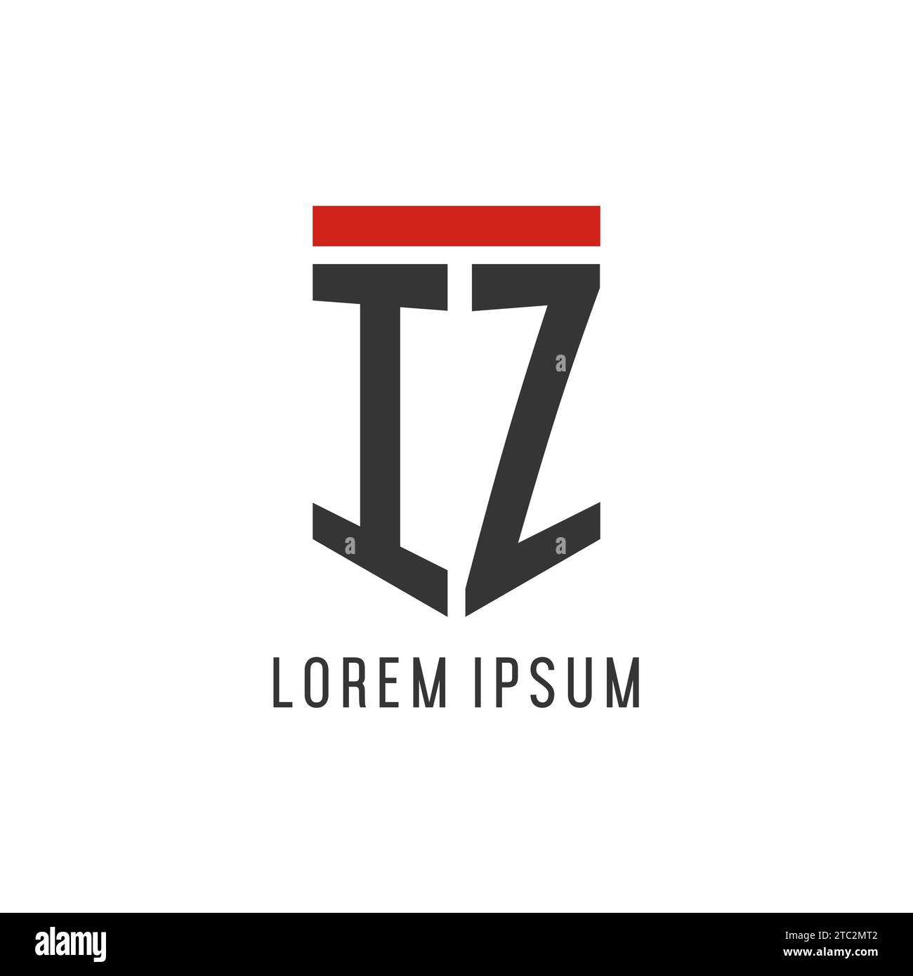 Logo eSport initial IZ avec graphique vectoriel de style de conception de bouclier simple Illustration de Vecteur