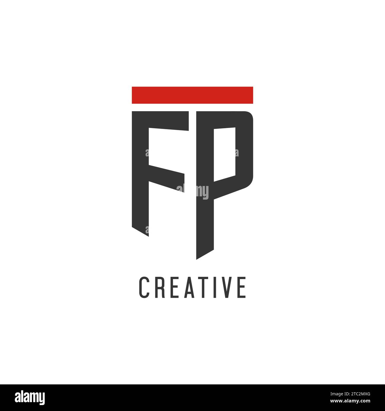 Logo eSport initial FP avec graphisme vectoriel de style bouclier simple Illustration de Vecteur