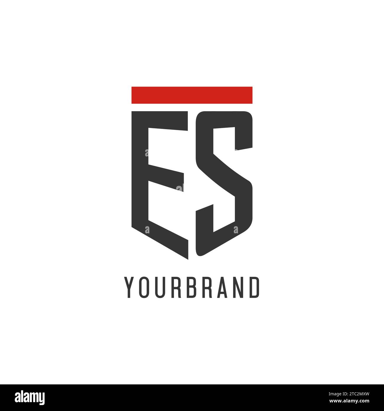 Logo eSport initial ES avec graphisme vectoriel de style bouclier simple Illustration de Vecteur