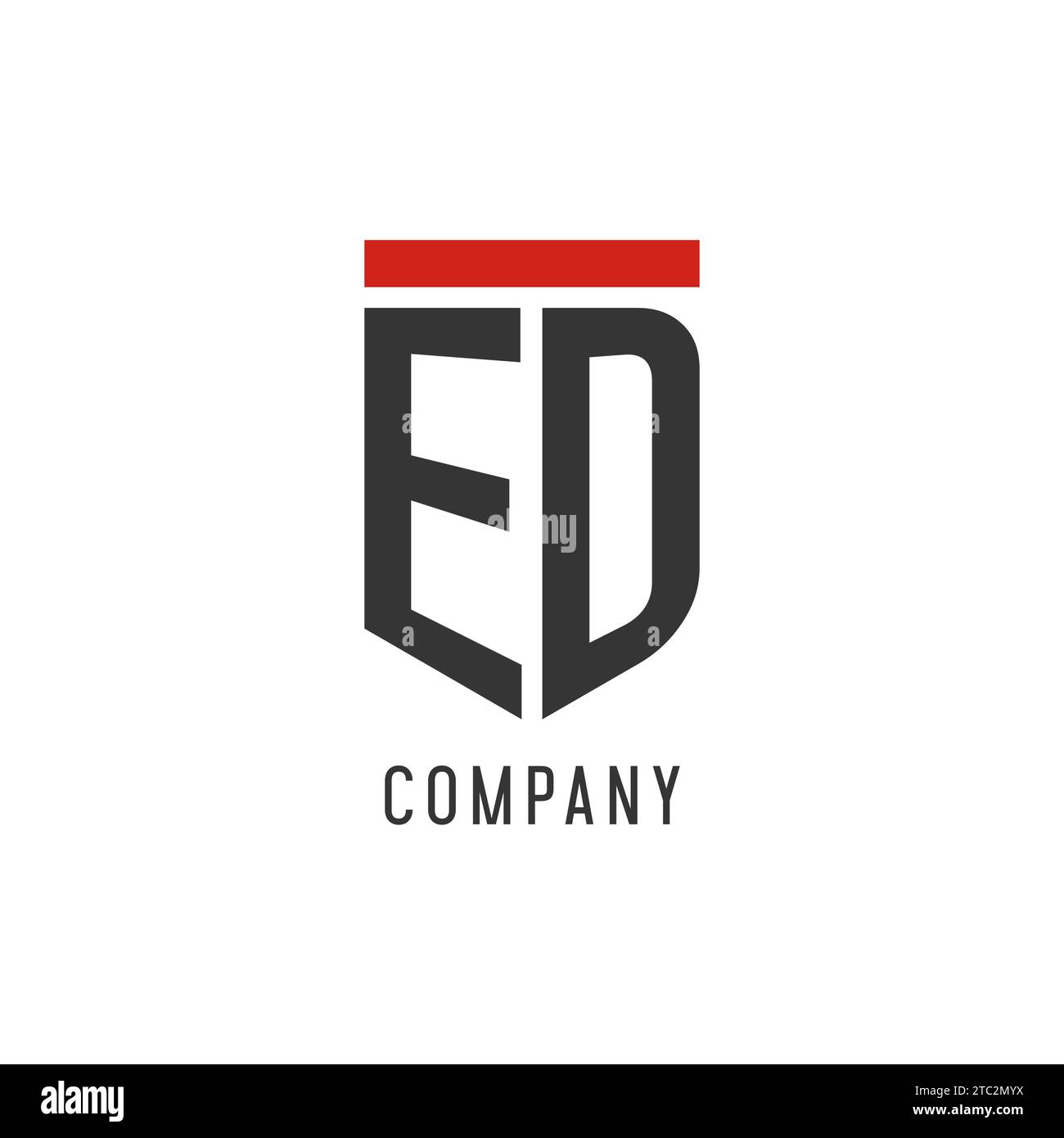 Logo eSport initial ED avec graphisme vectoriel de style bouclier simple Illustration de Vecteur