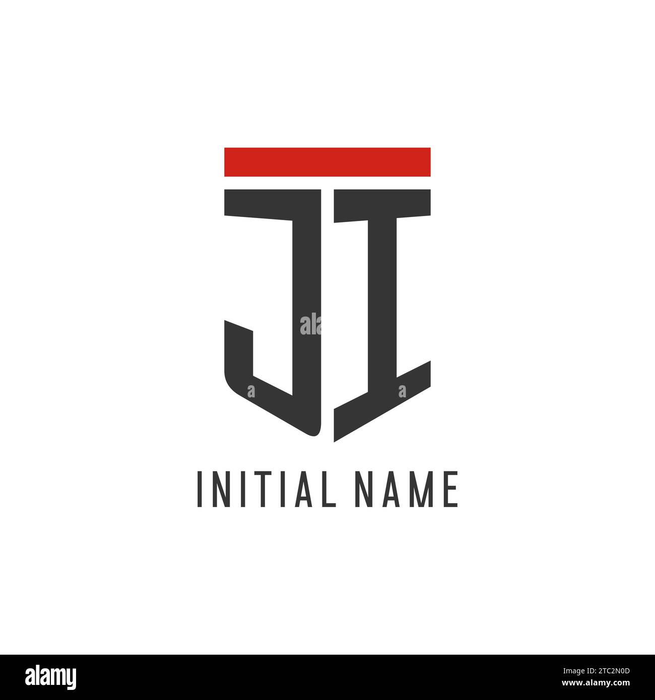 Logo eSport initial Ji avec graphisme vectoriel de style bouclier simple Illustration de Vecteur