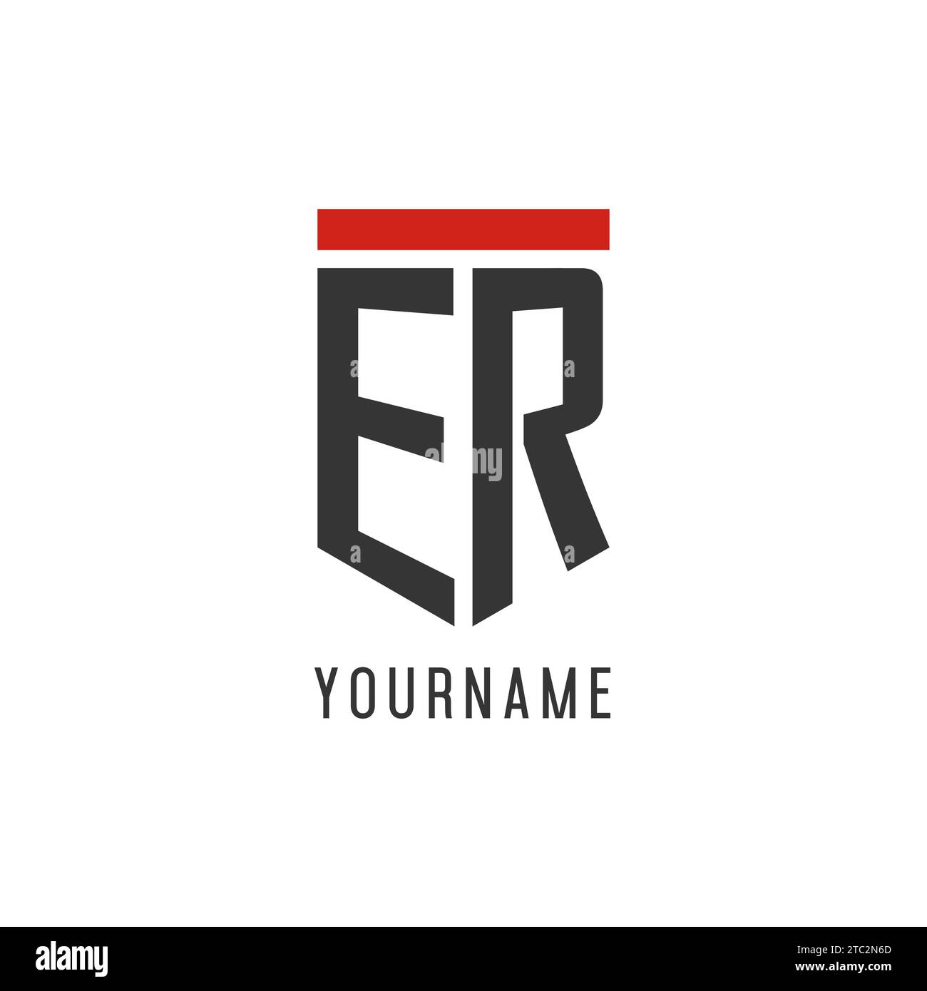 Logo eSport initial ER avec graphique vectoriel de style de conception de bouclier simple Illustration de Vecteur