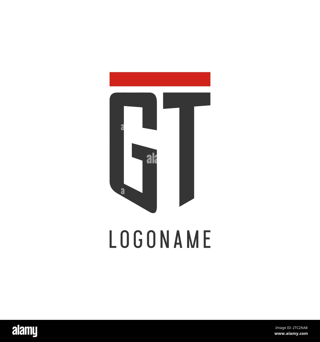 Logo eSport initial GT avec graphisme vectoriel de style bouclier simple Illustration de Vecteur