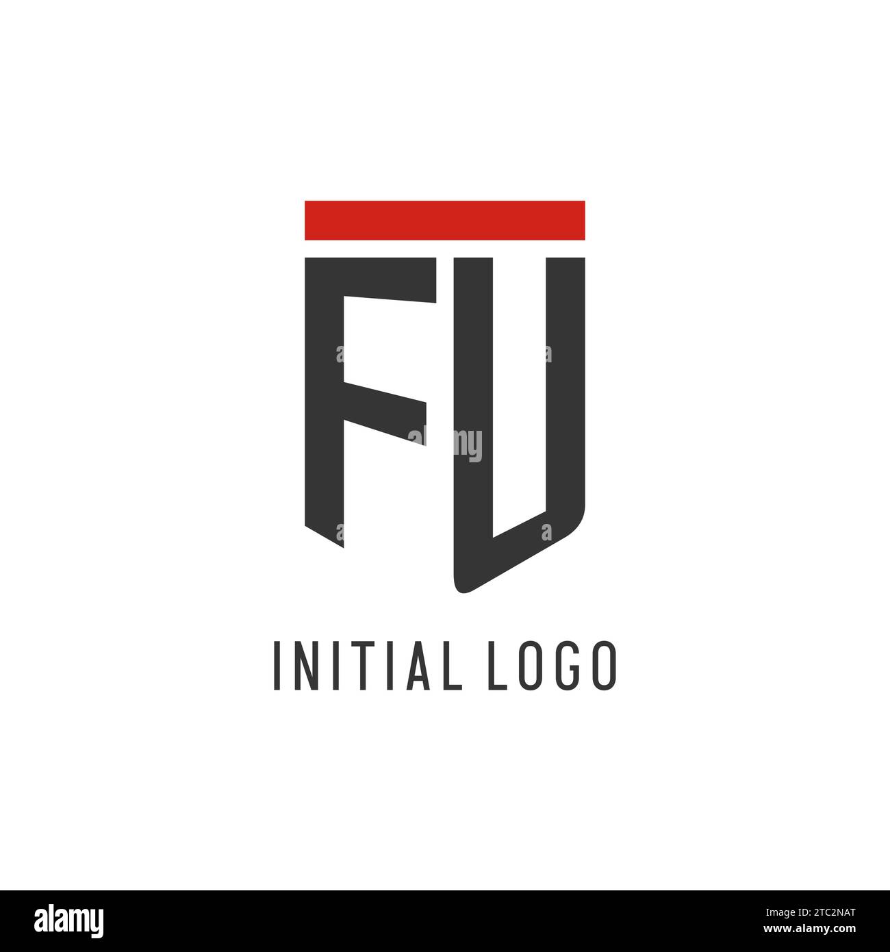 Logo eSport initial FU avec graphisme vectoriel de style bouclier simple Illustration de Vecteur