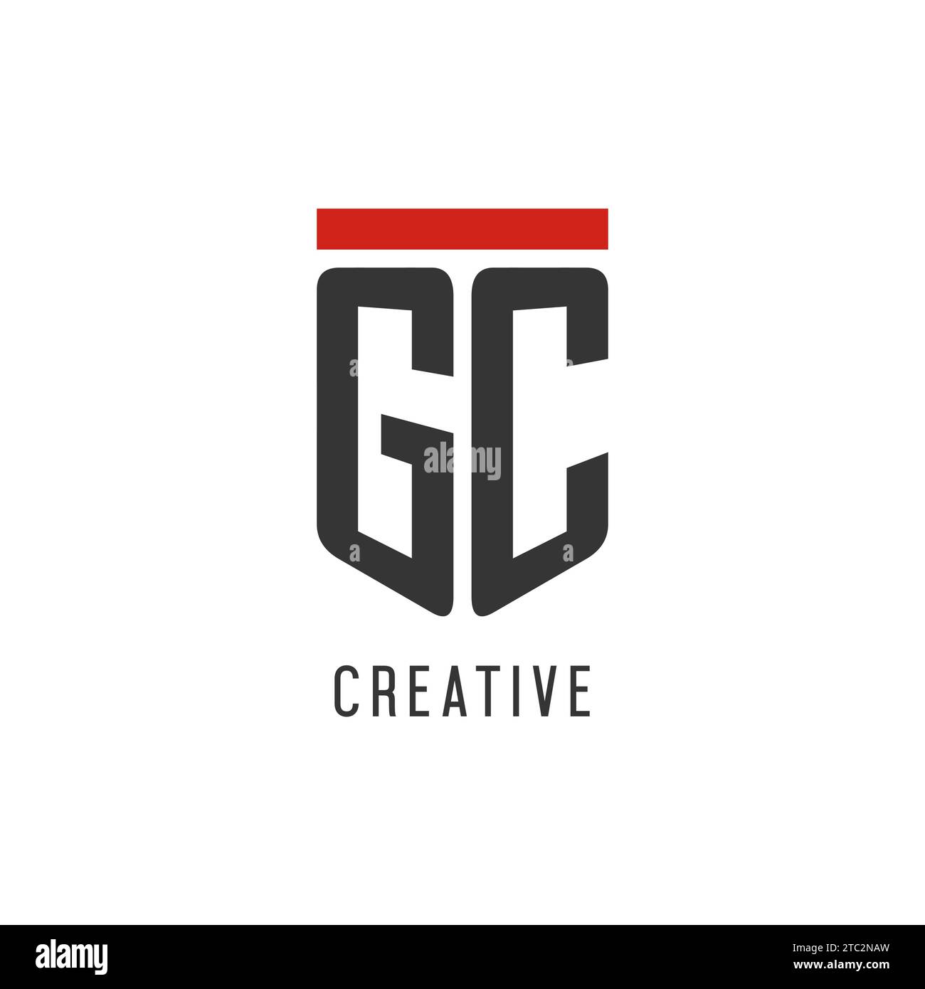 Logo eSport initial GC avec graphisme vectoriel de style bouclier simple Illustration de Vecteur