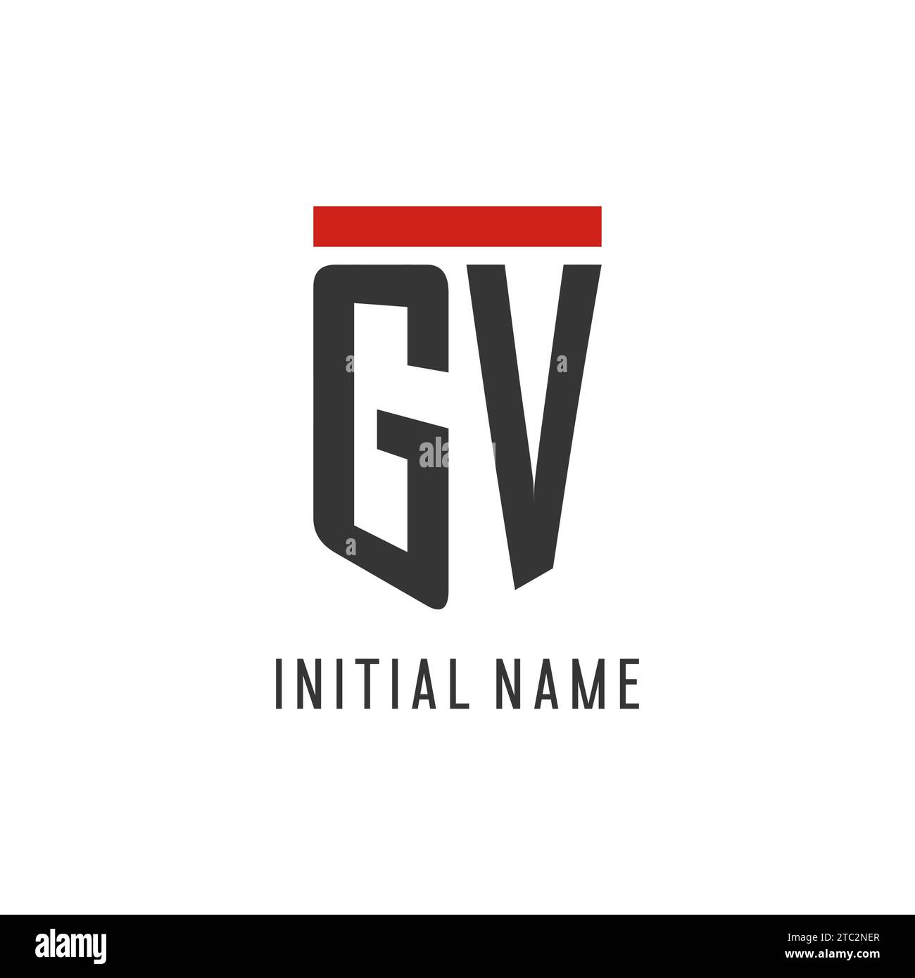 Logo eSport initial GV avec graphisme vectoriel de style bouclier simple Illustration de Vecteur