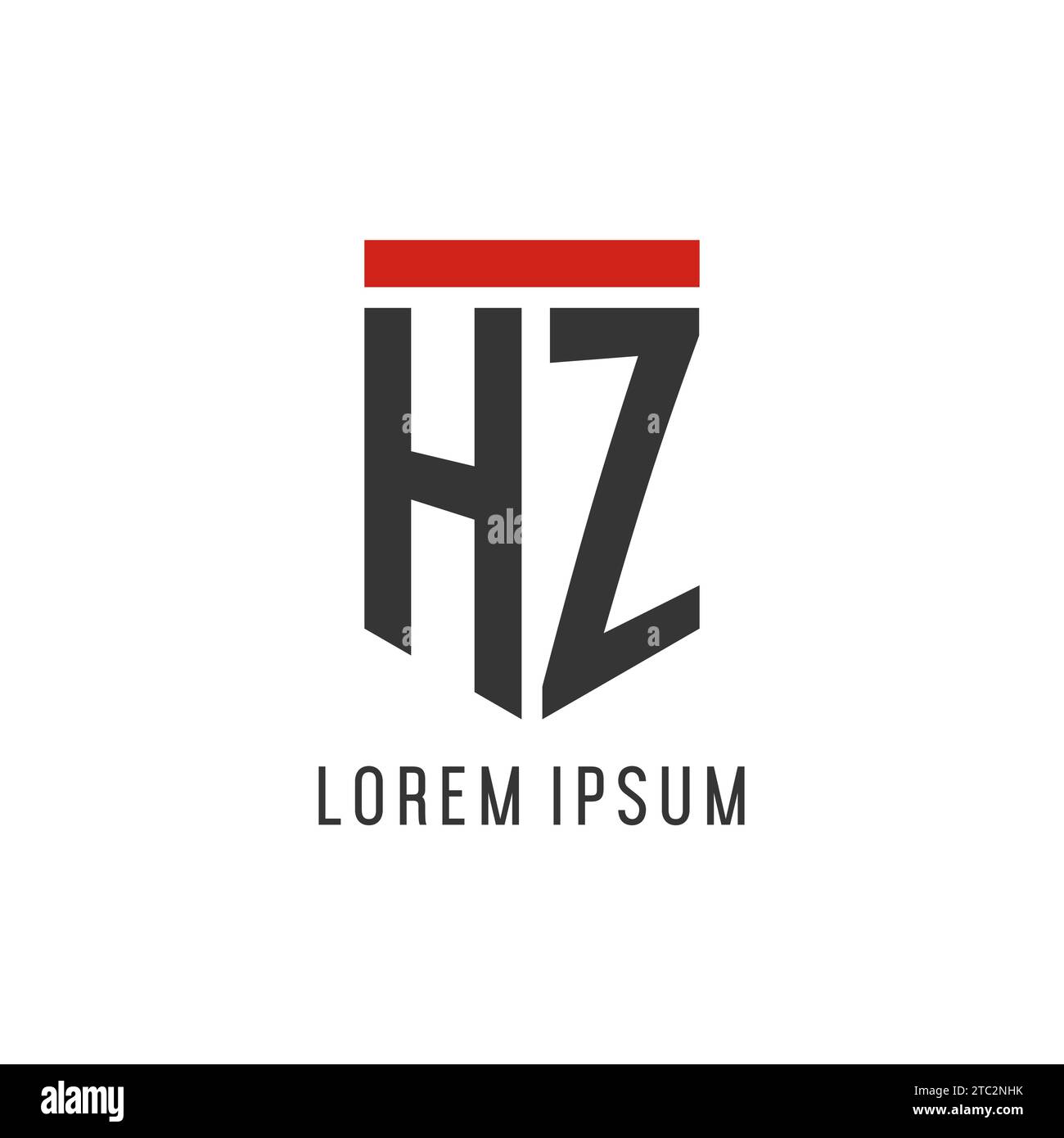 Logo eSport initial HZ avec graphisme vectoriel de style bouclier simple Illustration de Vecteur