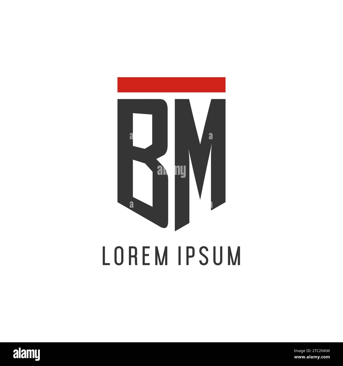 Logo eSport initial BM avec graphisme vectoriel de style bouclier simple Illustration de Vecteur