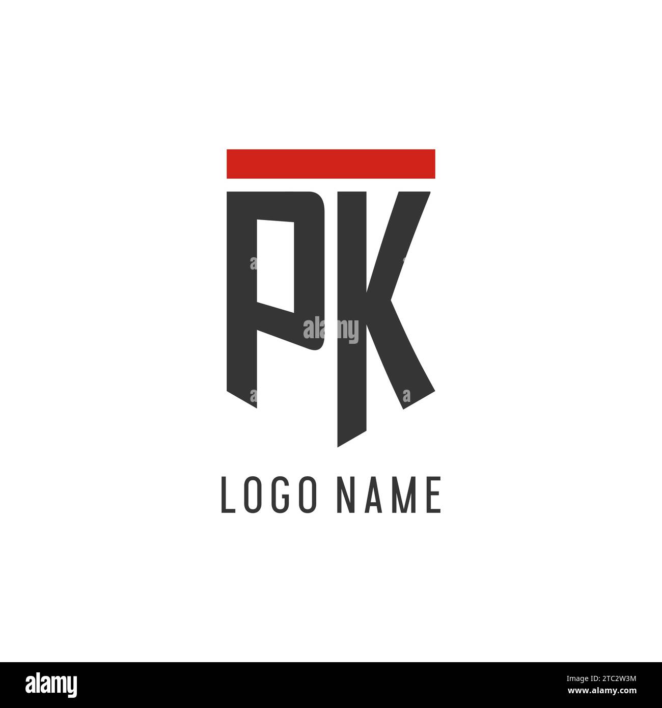Logo eSport initial PK avec graphisme vectoriel de style bouclier simple Illustration de Vecteur