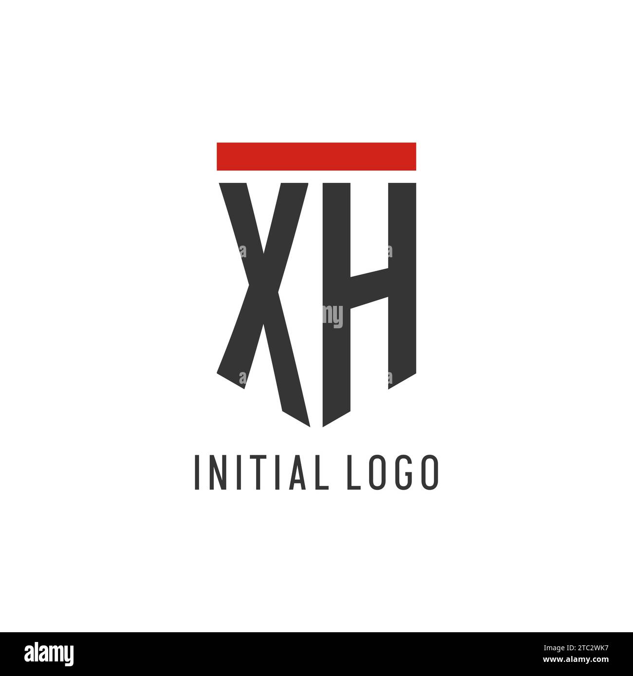 Logo eSport initial XH avec graphisme vectoriel de style bouclier simple Illustration de Vecteur