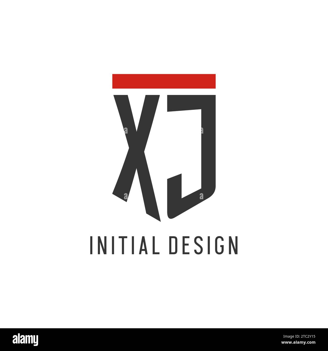 Logo eSport initial de la XJ avec graphisme vectoriel de style bouclier simple Illustration de Vecteur