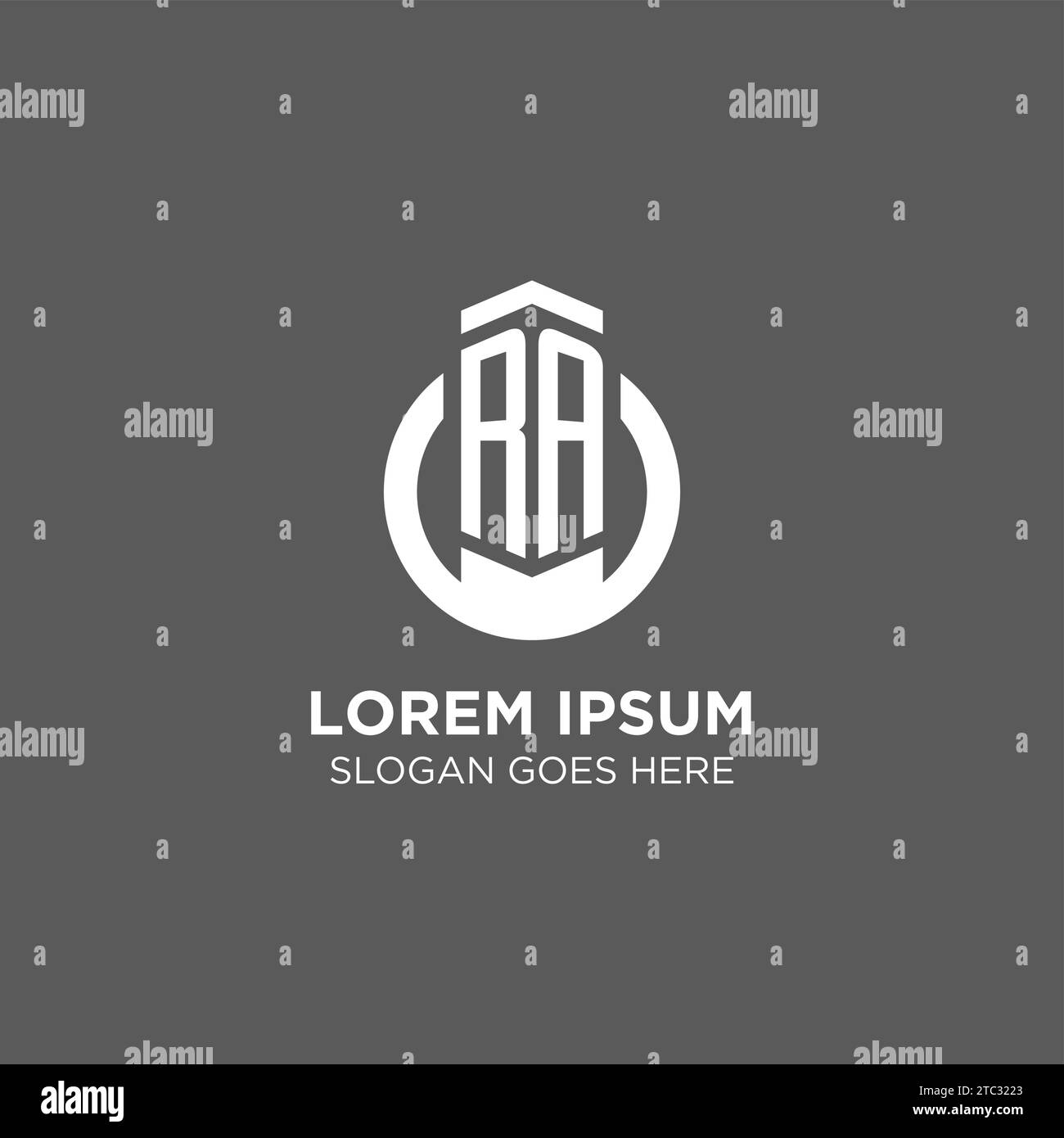 Logo de ligne ronde de cercle initial de RA, graphisme vectoriel d'idées de conception de logo d'entreprise abstraite Illustration de Vecteur