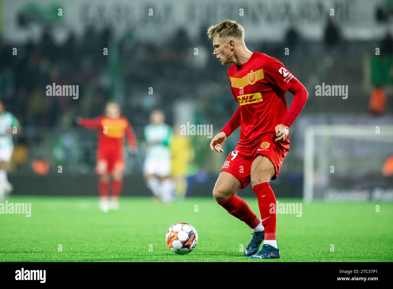 Farum, Danemark. 09 décembre 2023. Lucas Hogsberg (24) du FC Nordsjaelland vu lors du match de la coupe Oddset entre l'Akademisk BK et le FC Nordsjaelland à droite vers Dream Park à Farum. (Crédit photo : Gonzales photo - Dejan Obretkovic). Banque D'Images