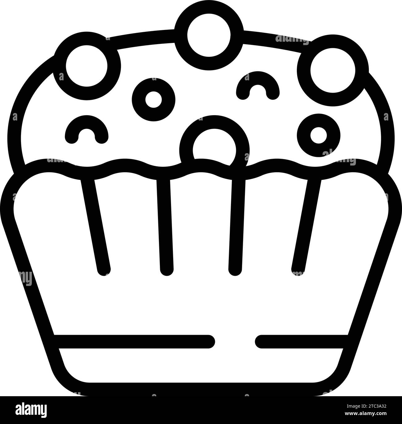Vecteur de contour d'icône de cupcake dessert. Pâtisserie à muffins de boulangerie. Produit de boulangerie de confiserie Illustration de Vecteur