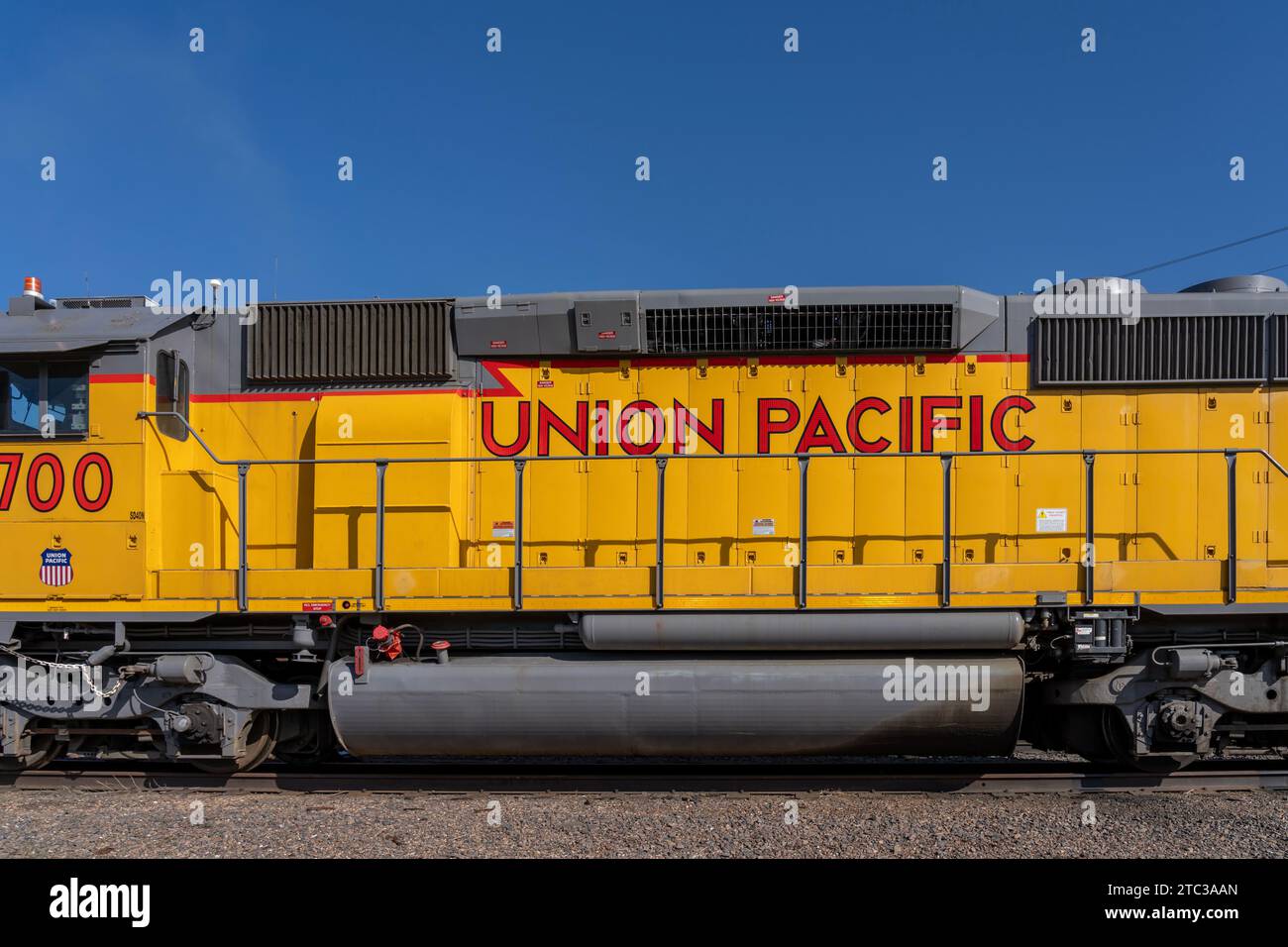 Voitures de train Union Pacific à Bailey Yard à North Platte, Nebraska, États-Unis Banque D'Images