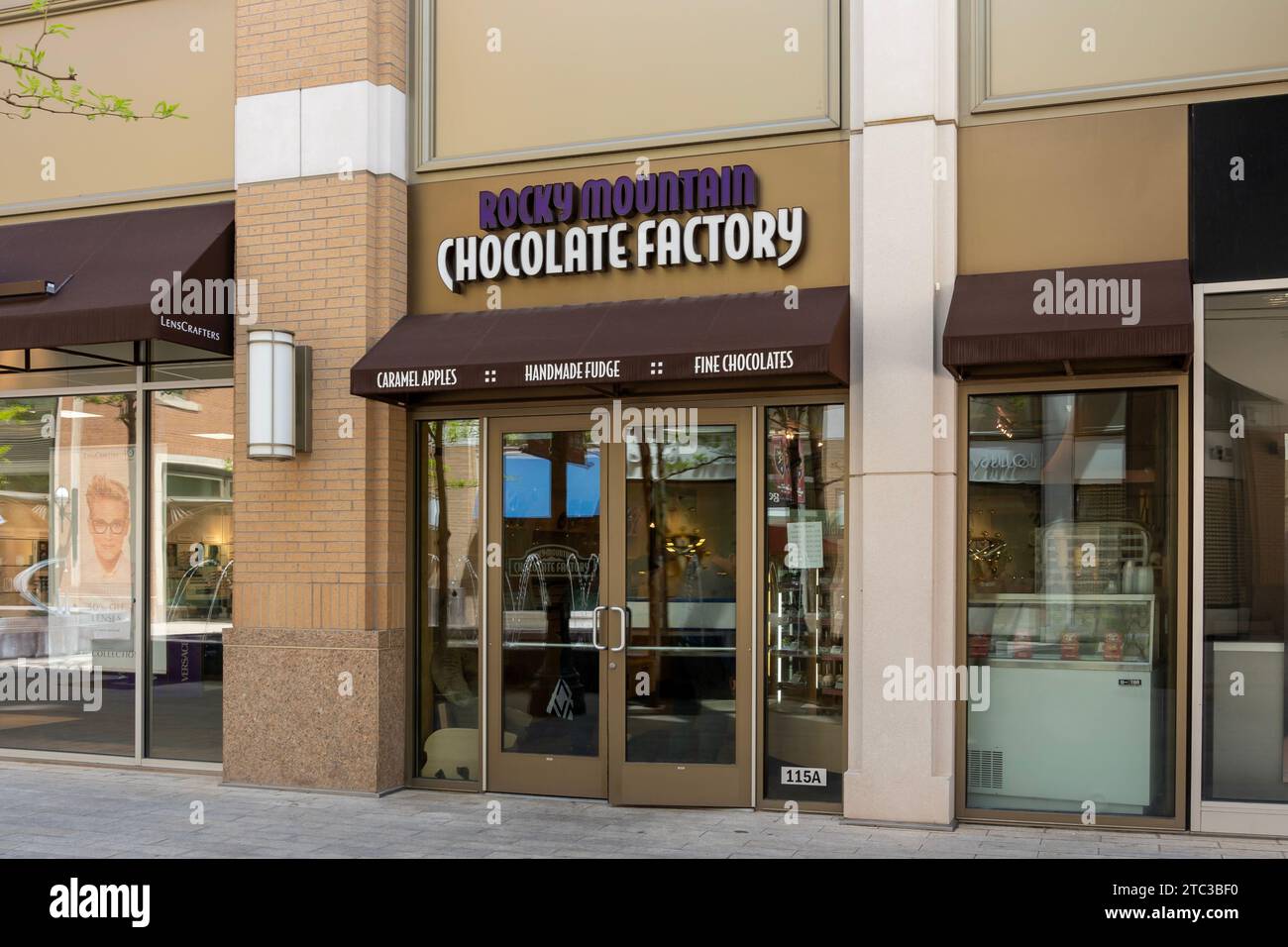 Un magasin Rocky Mountain Chocolate Factory au City Creek Center à Salt Lake City, Utah, États-Unis Banque D'Images