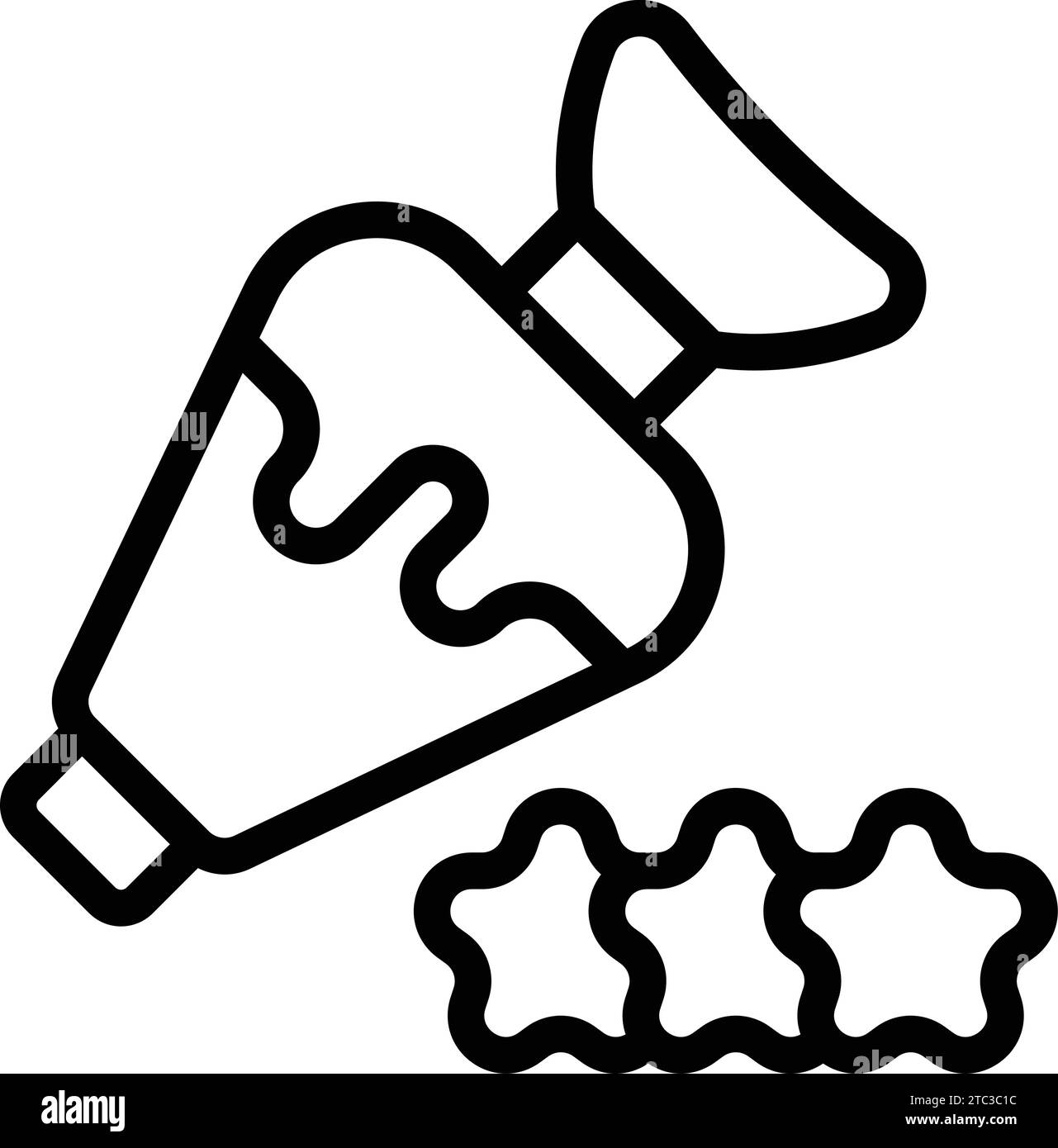 Vecteur de contour d'icône de sac de tuyauterie de cookies. Outil de cuisson de desserts. Equipement de confiserie pâtissière Illustration de Vecteur