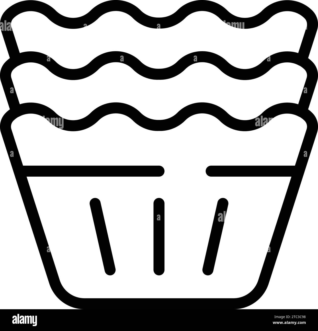 Vecteur de contour d'icône de tasses de cuisson de muffin. Formulaires pour biscuits et ustensiles de cuisson. Ustensiles de cuisine culinaires Illustration de Vecteur