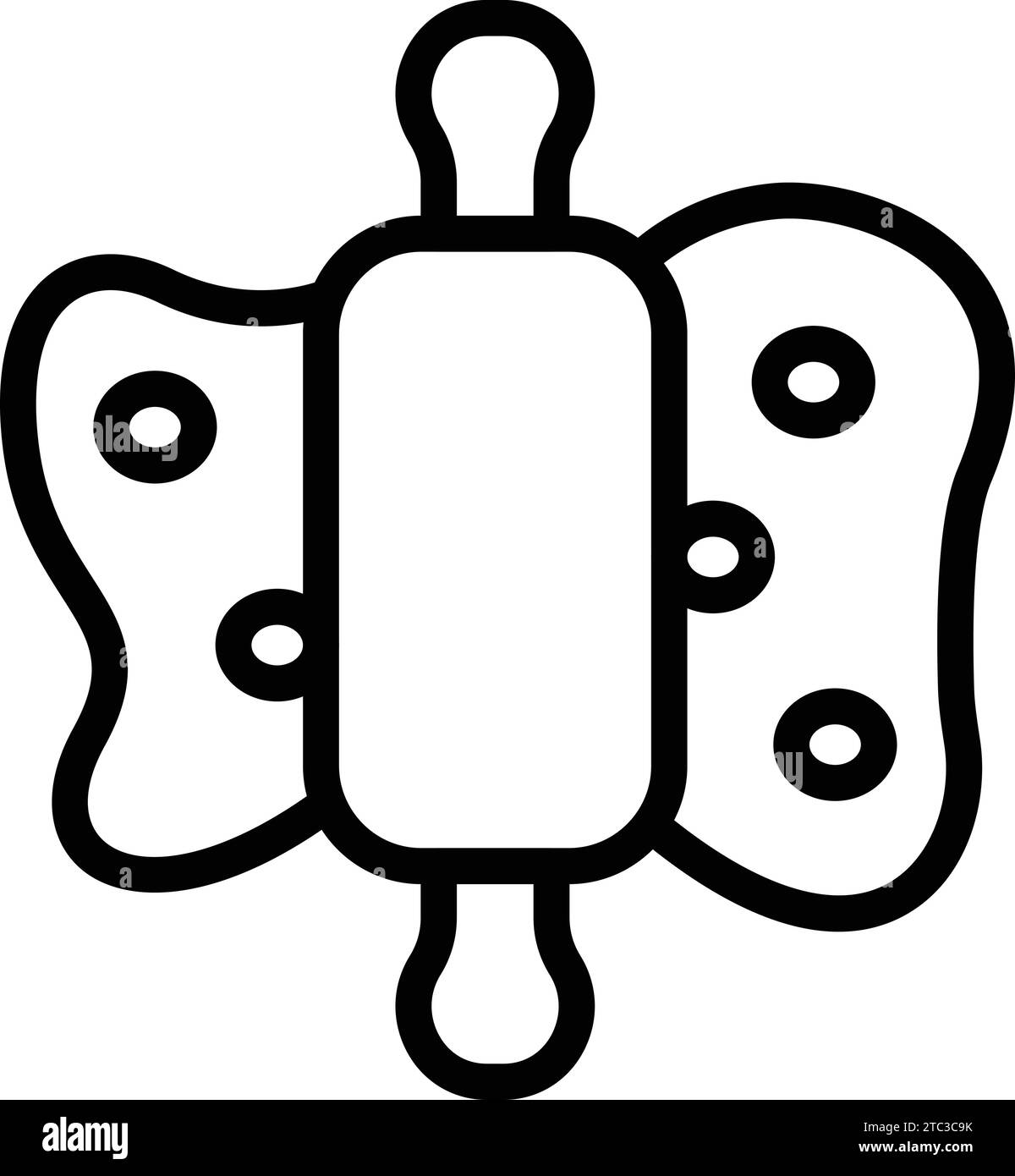 Vecteur de contour d'icône de rouleau à pâtisserie. Cuisson de la pâte à biscuits. Outil de cuisine culinaire Illustration de Vecteur