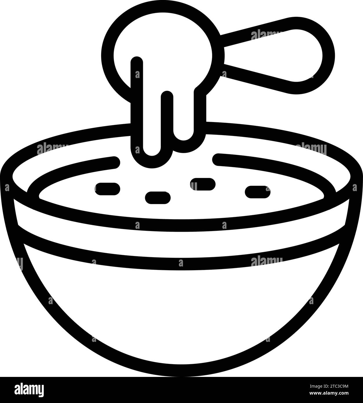 Vecteur de contour de l'icône Batter Bowls. Plaque de panure de mélange. ustensiles de cuisine Illustration de Vecteur