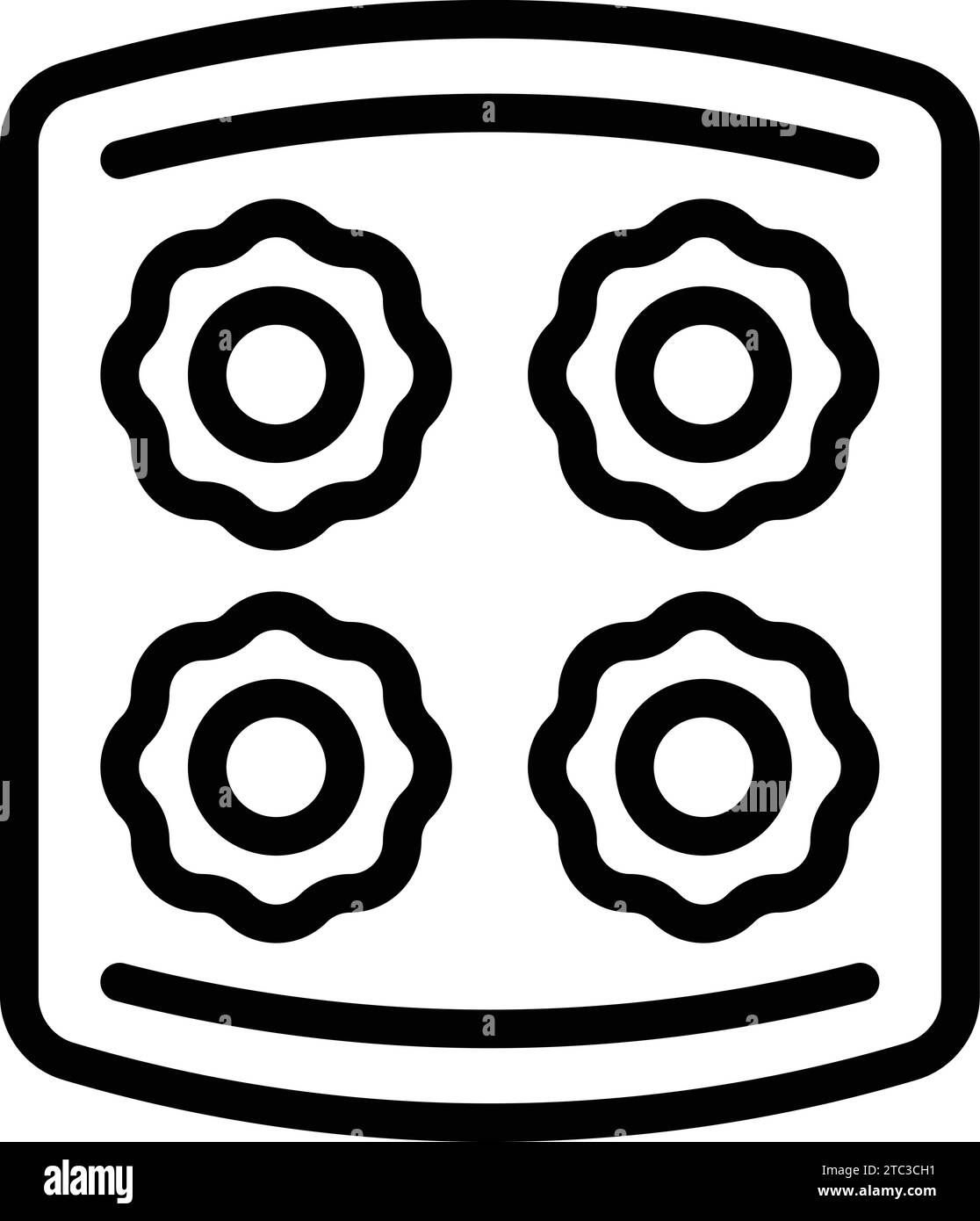 Vecteur de contour d'icône florale de Bakeware. Plateau de cuisine en silicone Cuisson sous forme de muffins Illustration de Vecteur