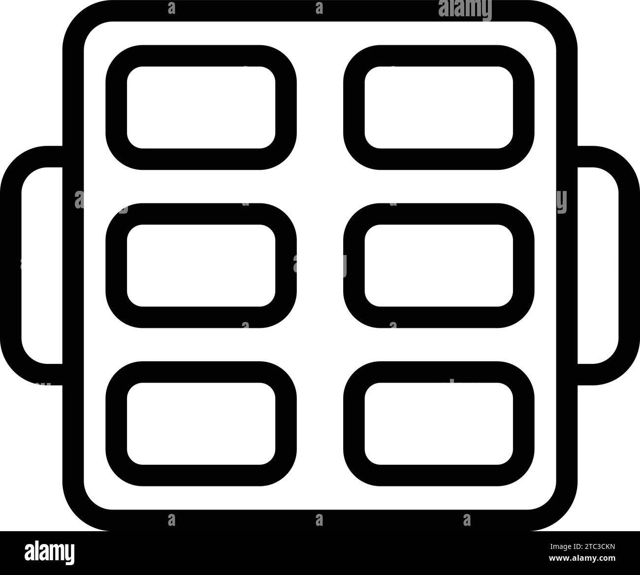 Vecteur de contour d'icône de plateau de pâtisserie. Forme de pâtisserie au four. Plateau de muffins en silicone Illustration de Vecteur