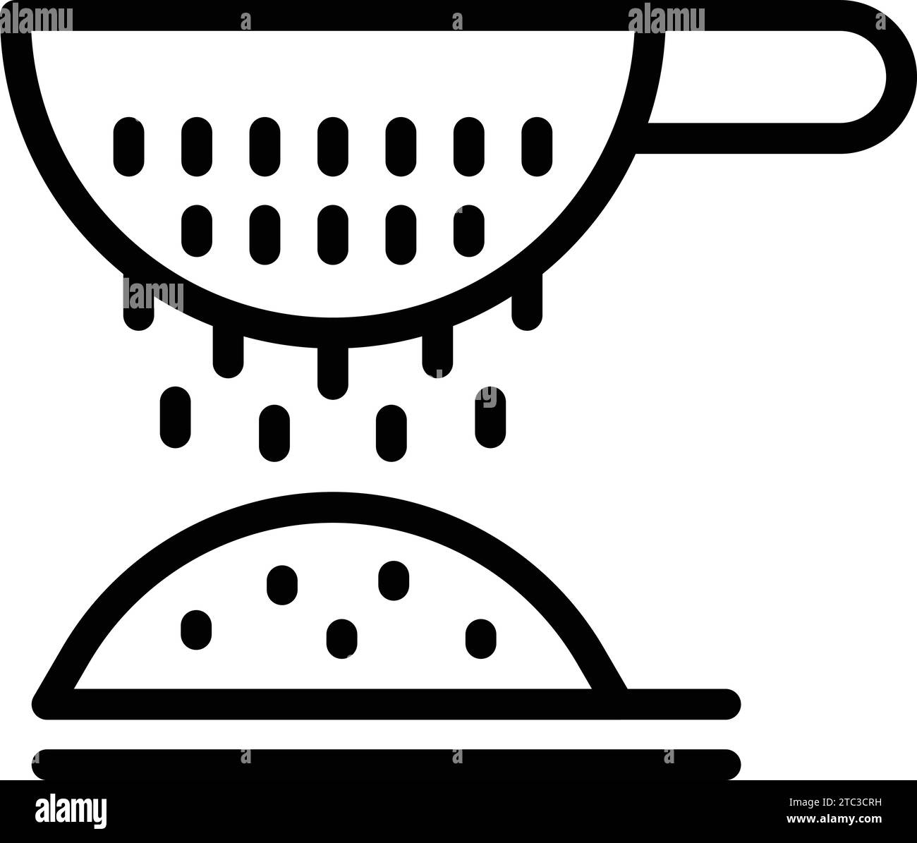 Tamisez le vecteur de contour de l'icône farine. Cuisine ustensiles de cuisine. Pâte à biscuits Illustration de Vecteur