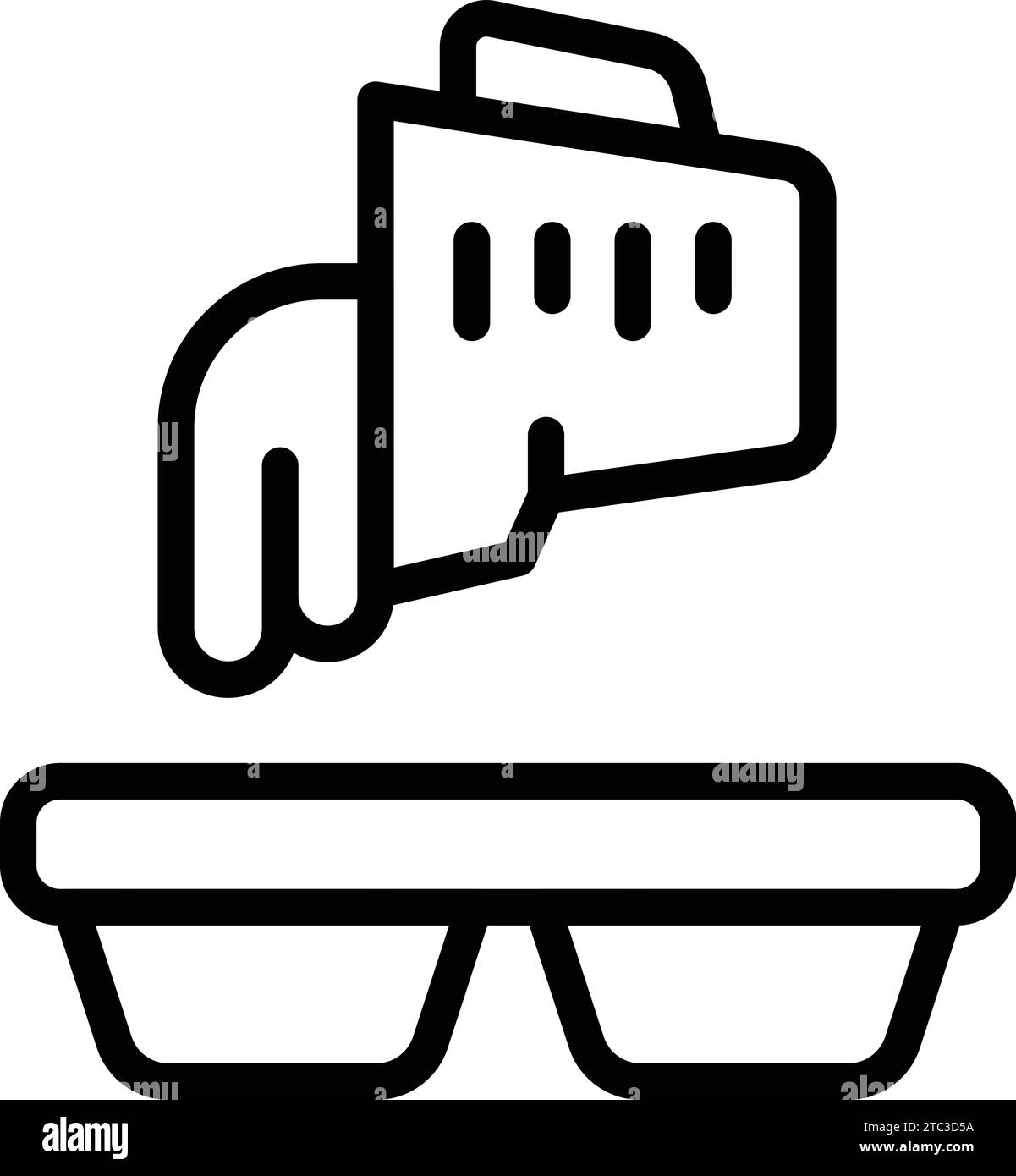 Vecteur de contour d'icône de cuisson de muffins. Batterie de cuisine pour pâtisseries de boulangerie. Moule pour gâteaux en céramique Illustration de Vecteur