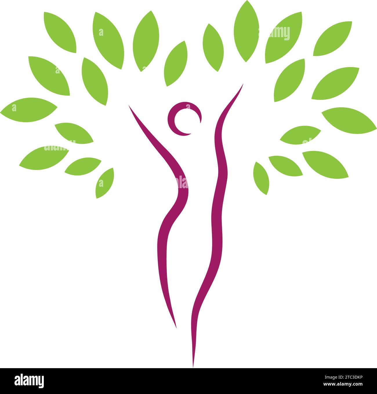 personne, femme, feuilles, arbre, gynécologue, praticien alternatif, physiothérapie, logo, fond Illustration de Vecteur