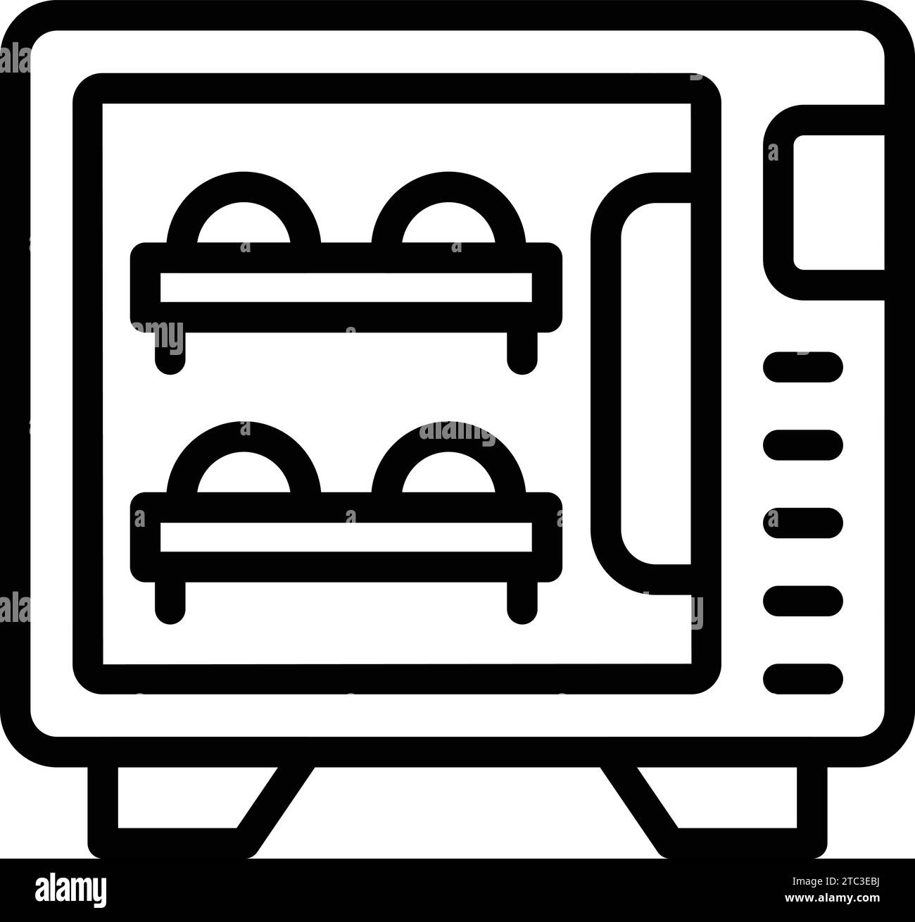 Vecteur de contour d'icône de four électrique. Appareil de cuisson de cuisine. Ustensiles de cuisine pour four Illustration de Vecteur