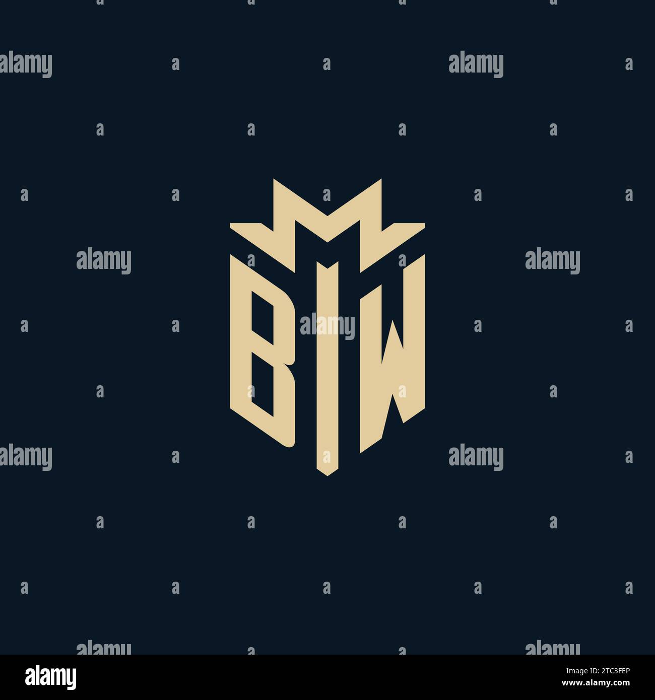 BW initial pour logo de cabinet d'avocats, logo d'avocat, inspiration de conception de logo d'avocat Illustration de Vecteur