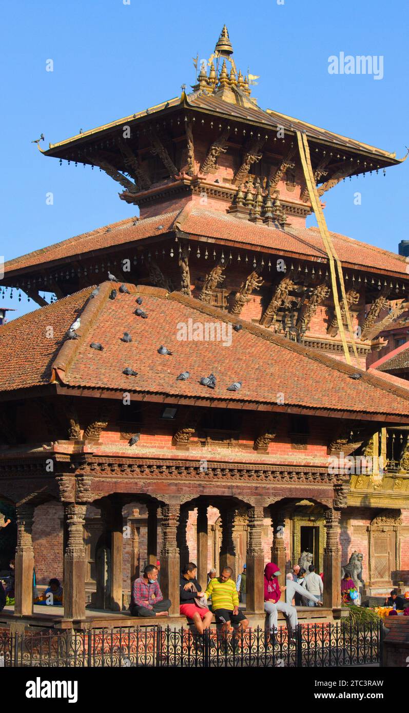 Népal, Patan, Durbar Square, Mani Mandapa Pavilion, Bhimsen Temple, Banque D'Images