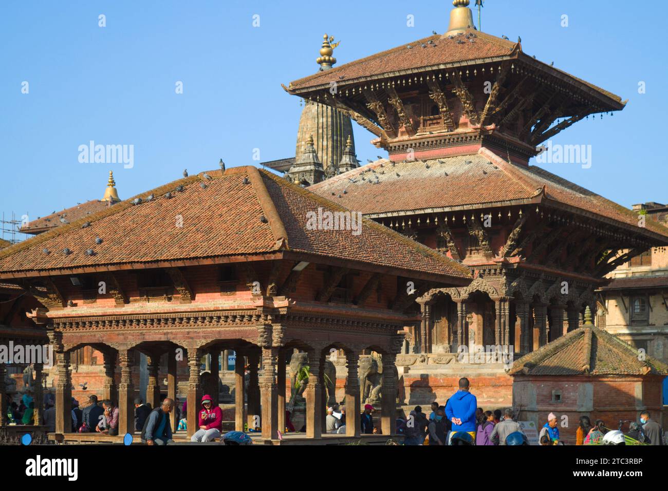Népal, Patan, Durbar Square, Mani Mandapa Pavilion, Bishwanath Temple, Banque D'Images