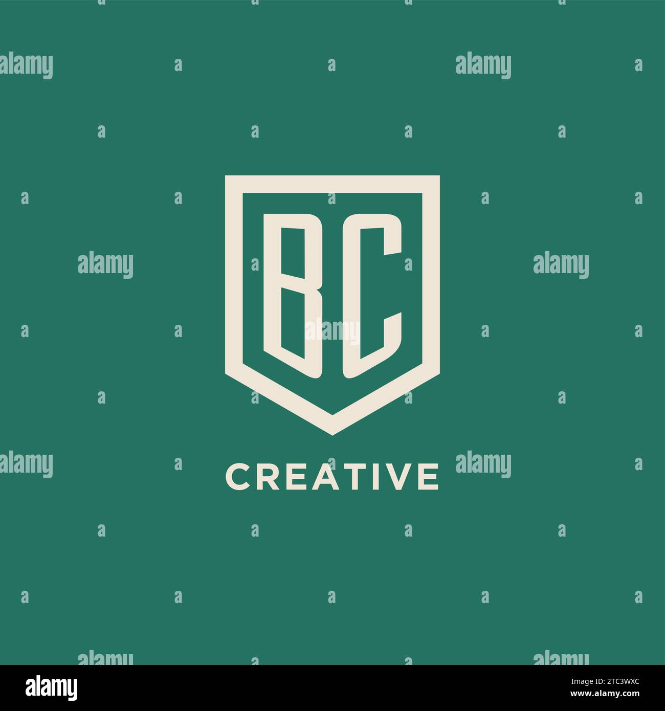 Logo initial BC monogramme bouclier de forme géométrique graphique vectoriel de conception Illustration de Vecteur