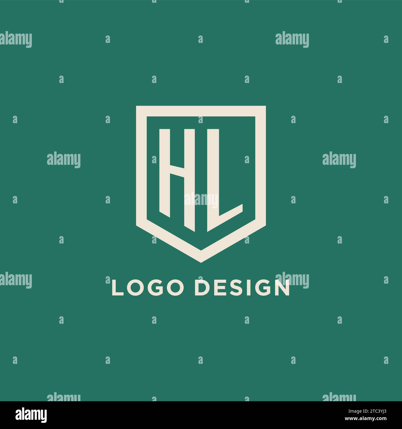 Logo initial HL Monogram Shield graphique vectoriel de conception de forme géométrique Illustration de Vecteur