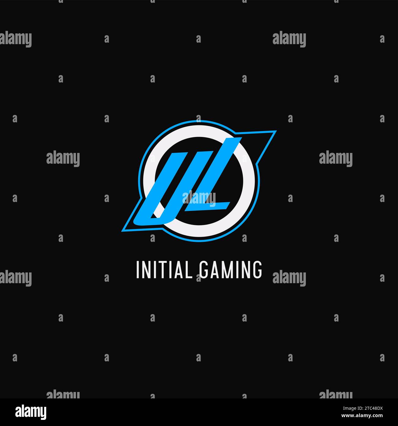 Ligne de cercle initiale de logo UL, graphique vectoriel de style monogramme de logo d'équipe d'eSport créatif Illustration de Vecteur