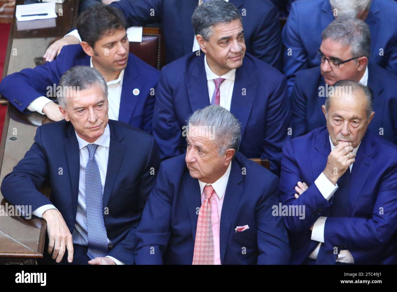 Buenos Aires, Argentine. 10 décembre 2023. Les anciens présidents Mauricio Macri, Eduardo Duhalde et Jair Bolsonaro lors de la cérémonie d'inauguration de Javier Milei au Congrès national ( crédit : Néstor J. Beremblum/Alamy Live News Banque D'Images