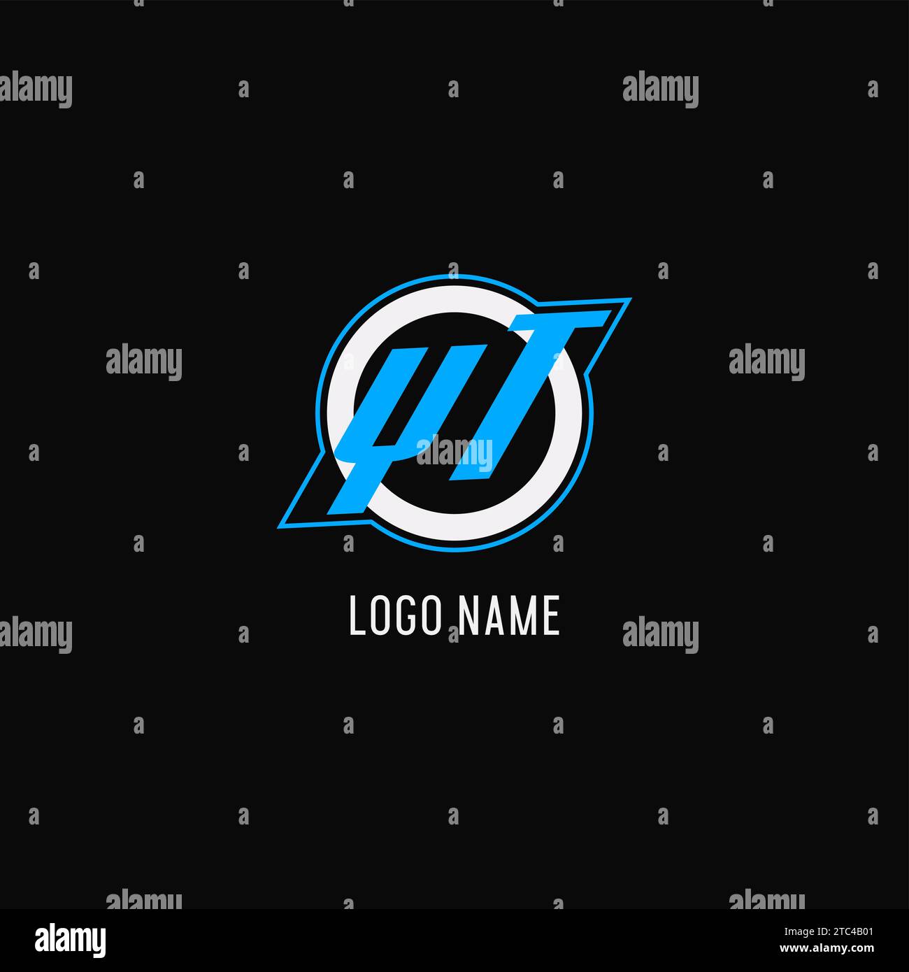 Ligne de cercle initiale de logo YT, graphique vectoriel de style monogramme de logo d'équipe d'eSport créatif Illustration de Vecteur