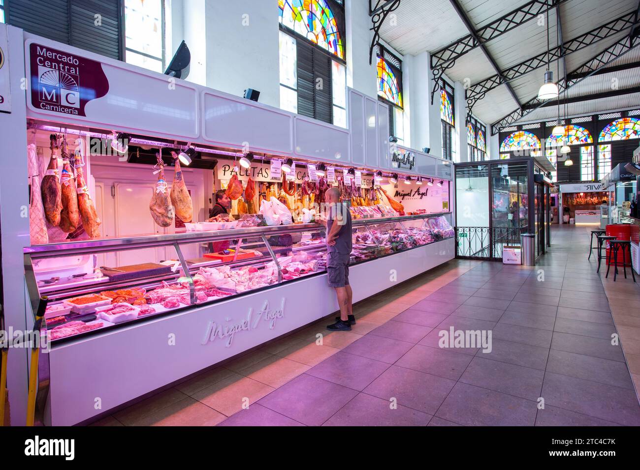 Le hall du marché alimentaire dans la ville espagnole de Salamanca Espagne Banque D'Images