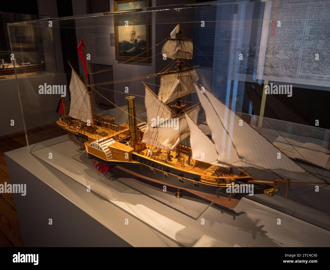 Maquette de la corvette à vapeur 'Frankfurtt' (1849) au Musée maritime international de HafenCity, Hambourg, Allemagne. Banque D'Images
