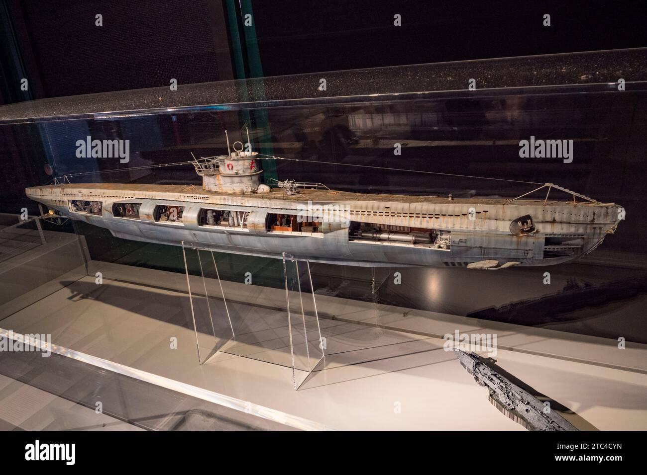 Maquette de l'épave de l'U-boot U 580 (1941) au Musée maritime international de HafenCity, Hambourg, Allemagne. Banque D'Images