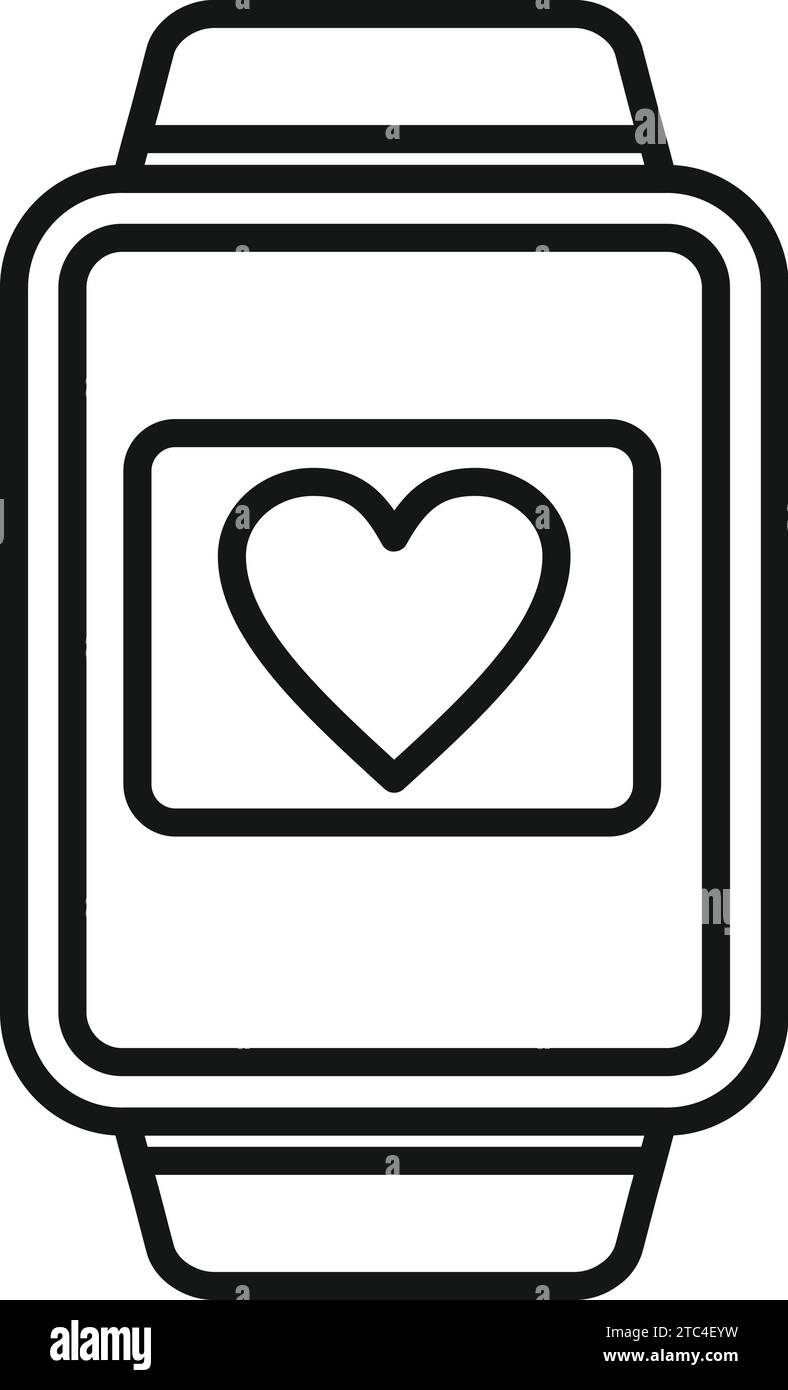 Vecteur de contour d'icône de piste de données cardiaques. Données sportives du système. Dispositif Fitbit Illustration de Vecteur