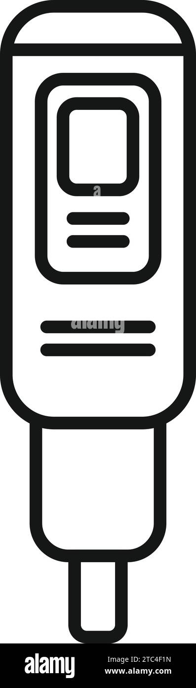 Vecteur de contour de l'icône de la sonde pH-mètre. Kit de test de sol. Réaction du système moderne Illustration de Vecteur