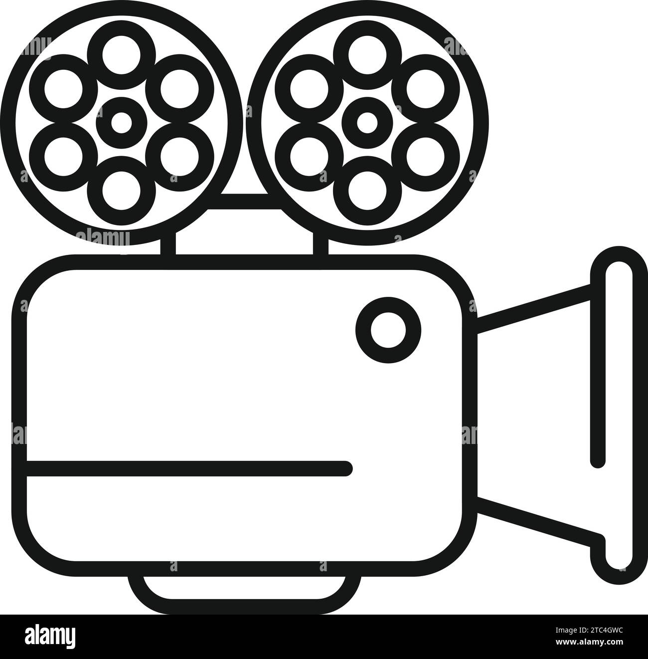 Vecteur de contour d'icône de vidéo de cinéma d'événement. Opération ordre du jour. Surprise vidéo de mariage Illustration de Vecteur