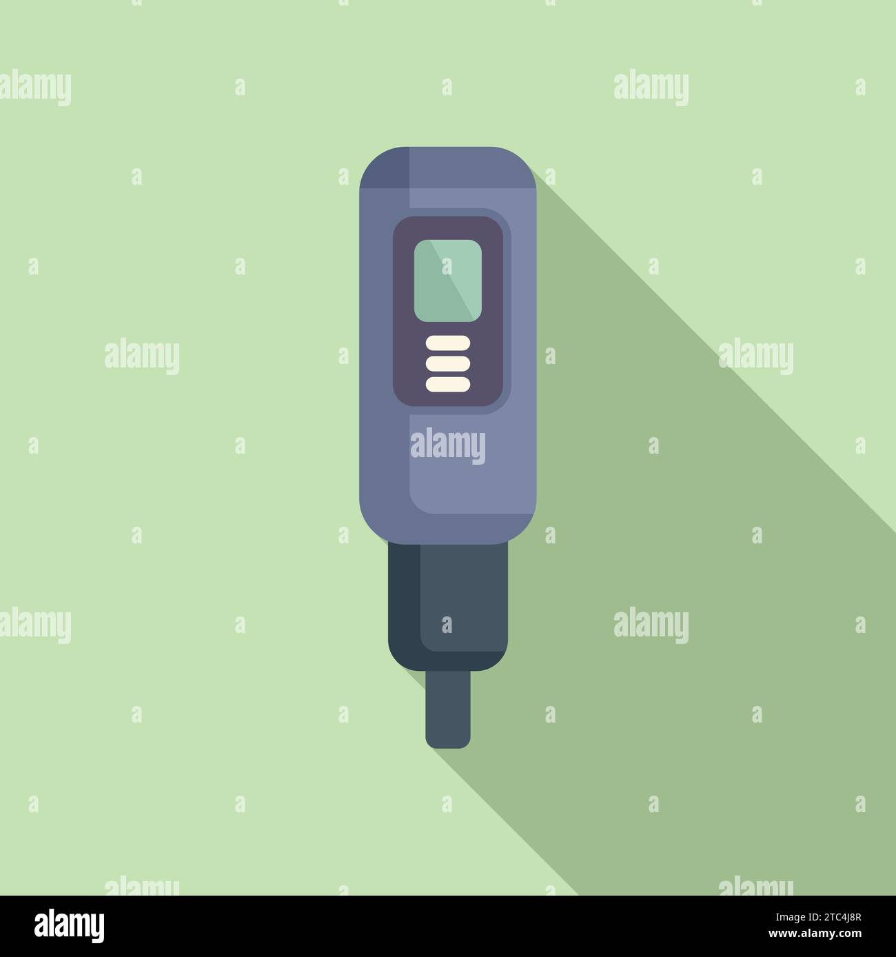 Vecteur plat de l'icône de sonde de pH-mètre. Kit de test de sol. Réaction du système moderne Illustration de Vecteur
