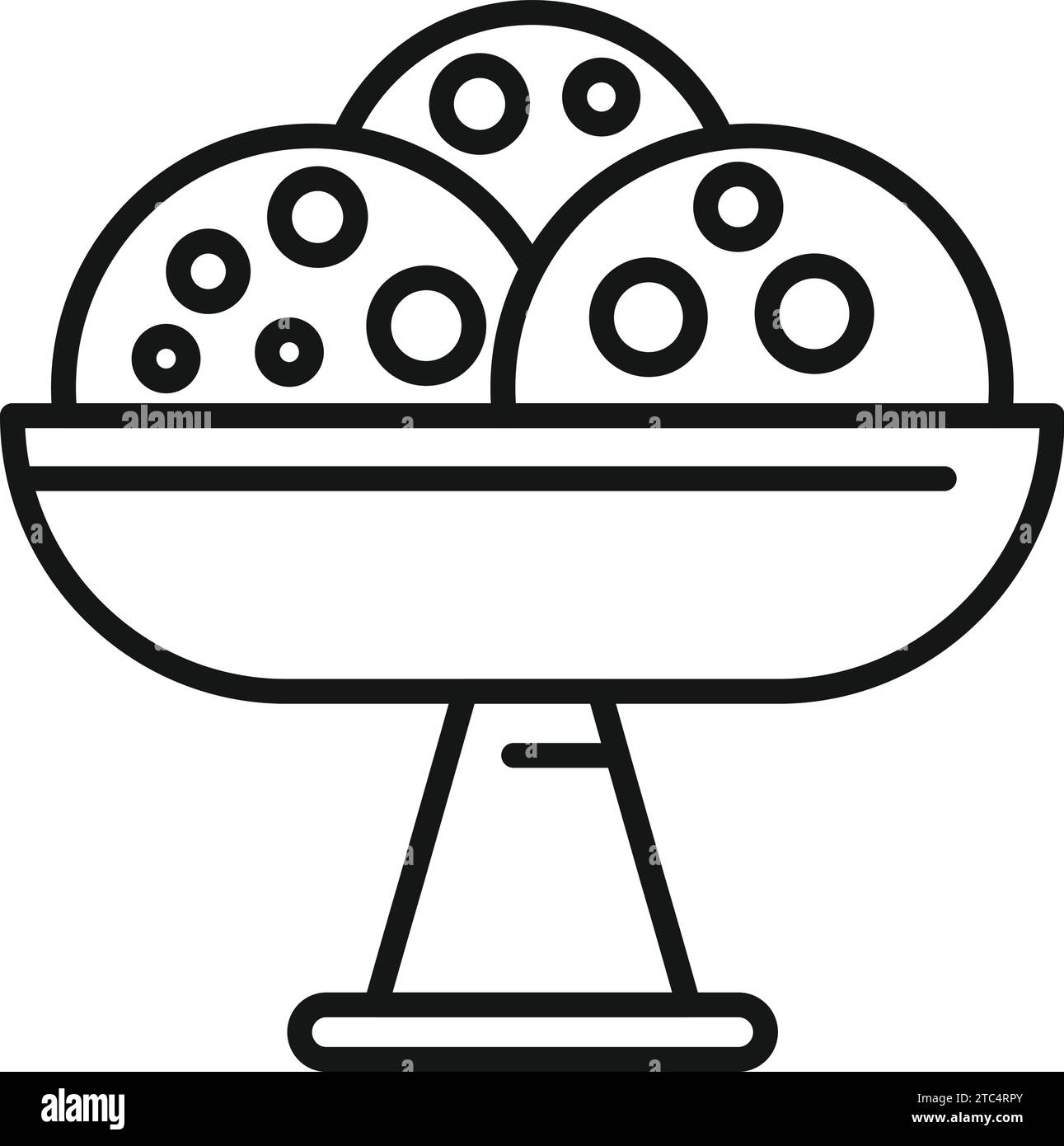 Vecteur de contour d'icône de pot de crème glacée de biscuits. Gelato congelé. Dessert alimentaire d'été Illustration de Vecteur
