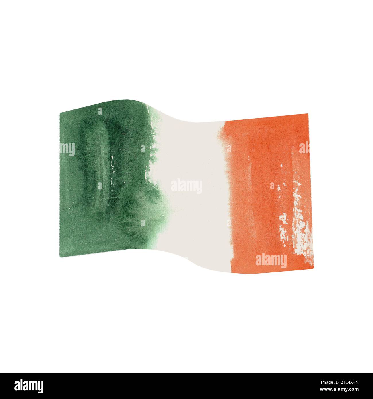 Drapeau irlandais, rayures vertes, blanches et oranges. Symbole de l'Irlande. St Patrick's Day. Illustration d'aquarelle isolée dans le style vintage Banque D'Images