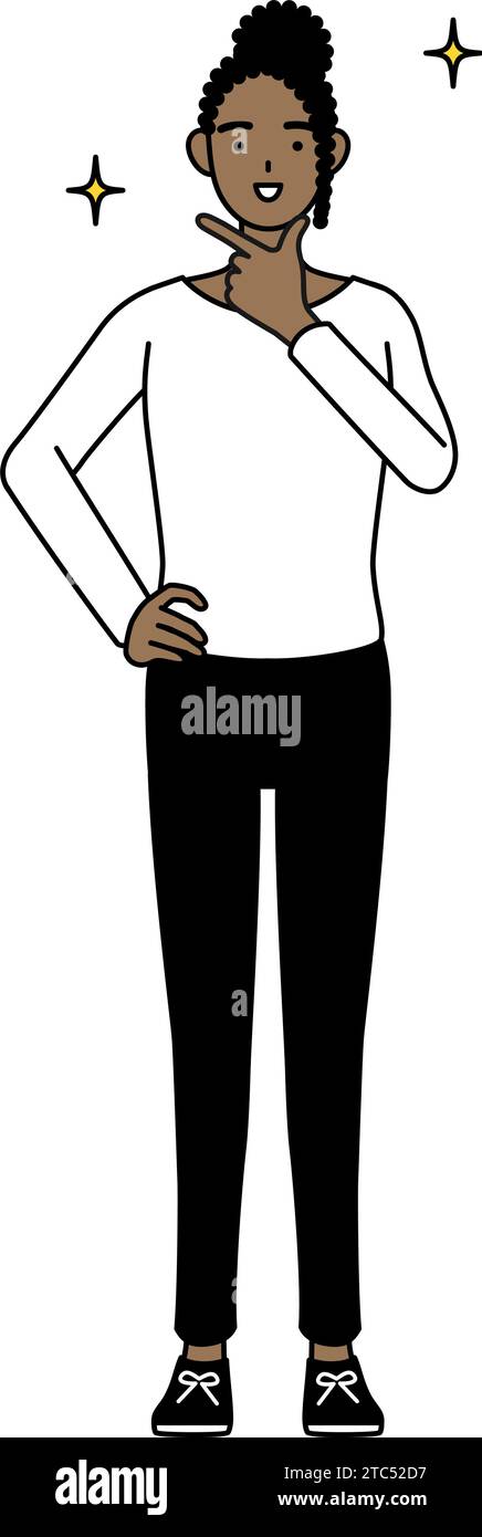 Femme afro-américaine dans une pose confiante, Vector Illustration Illustration de Vecteur