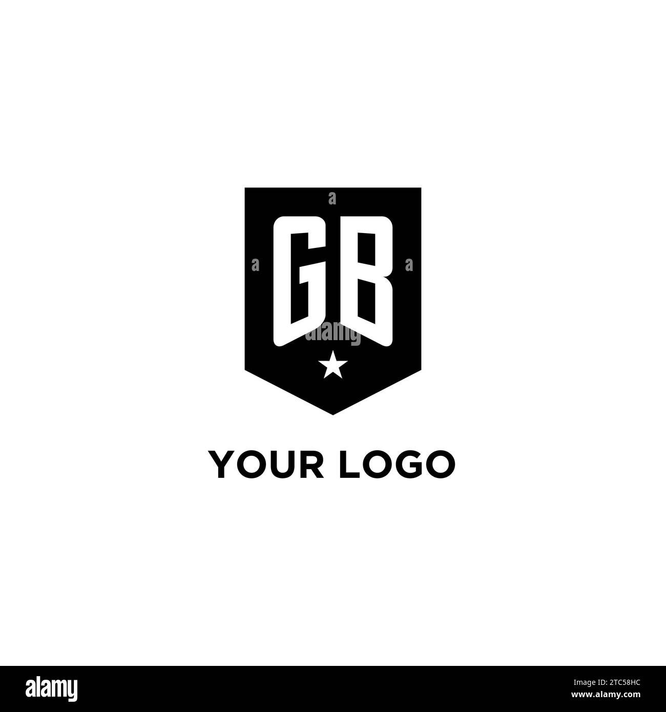 Logo initial de monogramme GB avec bouclier géométrique et idées de style de conception d'icône d'étoile Illustration de Vecteur